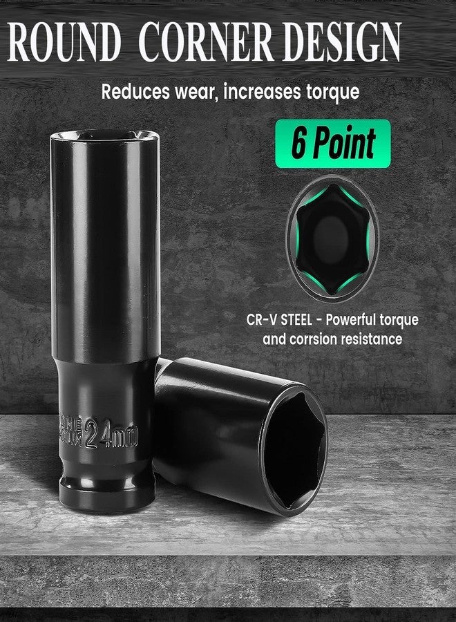 Homdum 10pcs Deep Impact Socket Set Universal Socket Metric Drive Hex Long Socket Set Wrench For Air Pneumatic Repair Tools 8-24MM Size - Image 5